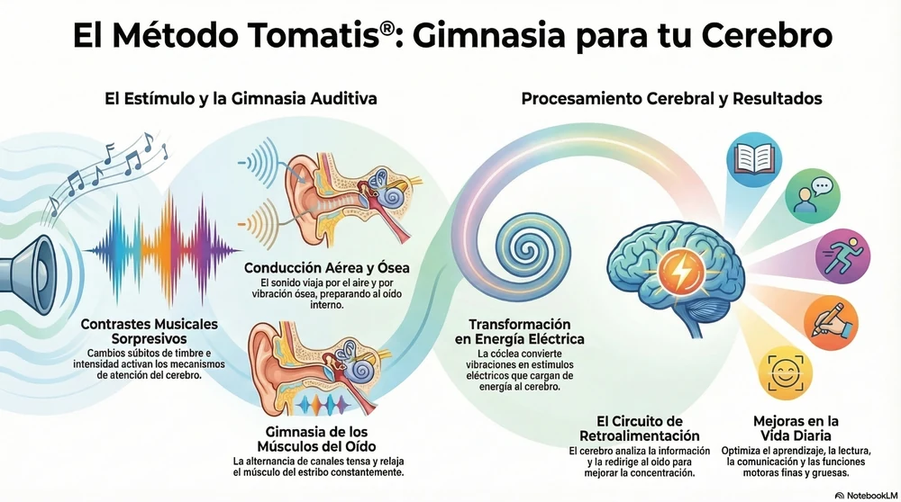 Infografía del Método Tomatis: gimnasia para tu cerebro