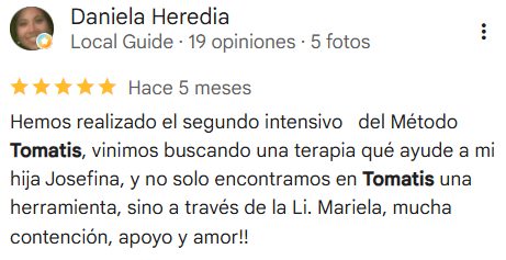 Captura real de reseña de Daniela Heredia