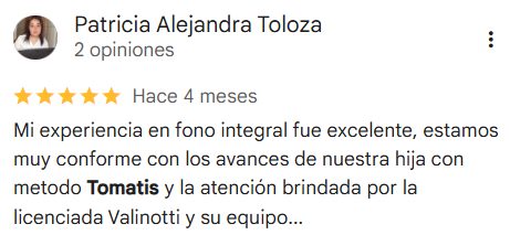 Captura real de reseña de Patricia Alejandra Toloza
